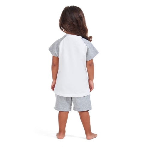 Girls summer pajama set Cat t-shirt + Grey shorts